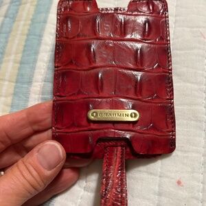 Brahmin Red Croc Leather Luggage Tag